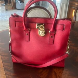 BNWOT Michael Kors Red Saffiano Leather Tote Bag